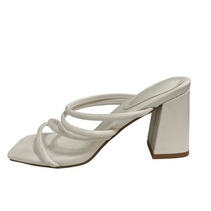 Ardene White Strappy Heeled Sandals | Chunky Block Heel | Size 8 | Minimalist Su